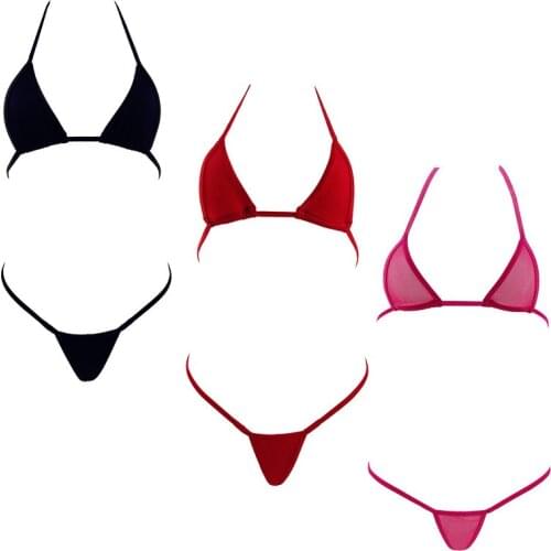 Women Sexy Mini Micro Bikini Swimwear Brazilian Triangle Bathingsuit Bra + G-string Thongs Exotic Underwear Lingerie Sets Night
