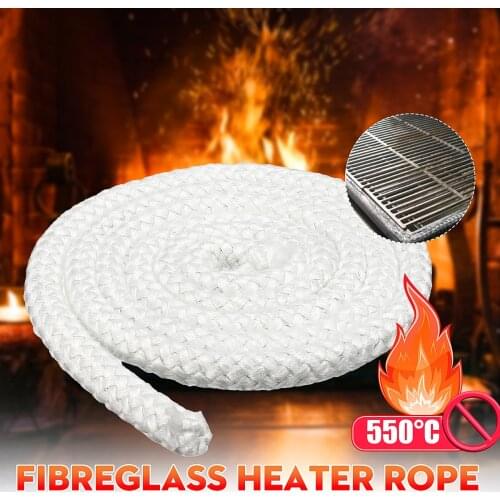 2mx9.5mm White High Density Fibreglass Rope Wood Stove Heater Door Seal Gasket Anti Temperature Commercial Heater Oven Part New