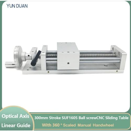 300MM 12" Stroke Manual hand wheel Linear module Sliding Table Slide Linear Stage SFU1605 Ball screw C7 Displacement platform