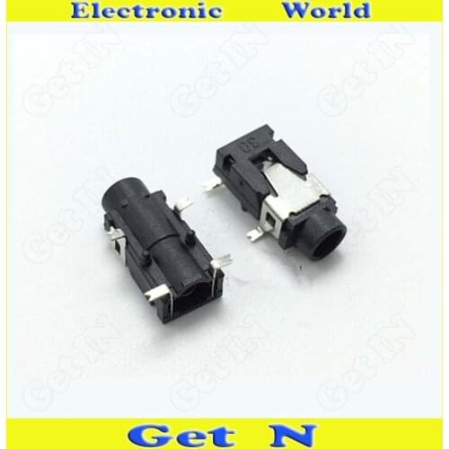50pcs-2000pcs PJ-321 4SMD Black with Column Head 3.5mm Auido Jack 3.5 Female Headphone Socket Connectors for Digital Product