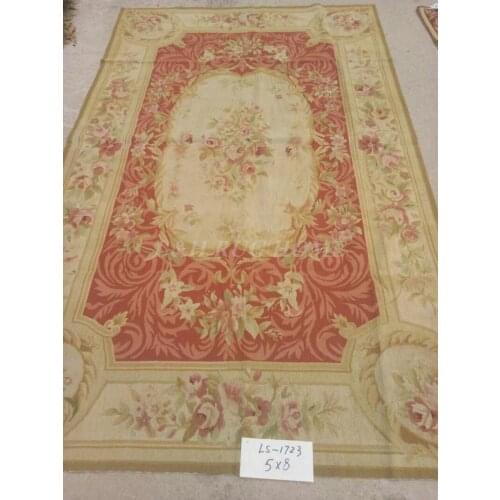 Free shipping 5'X8' Handmade needlepoint woolen rugs,100% handmade New Zealand wool carpets Light green