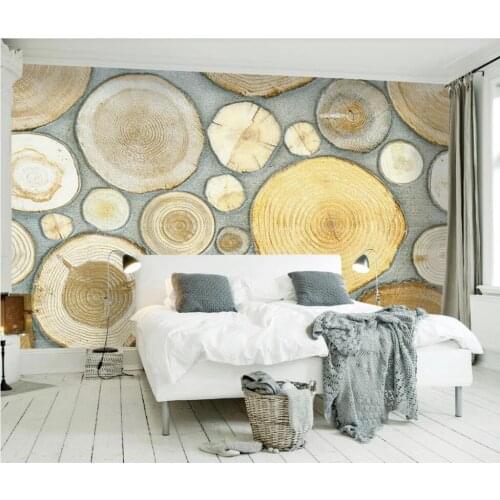 XUE SU Large custom mural wallpaper Nordic fresh wood grain annual ring background wall three-dimensional