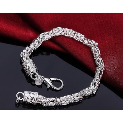 Wholesale Price Silver Color 5MM Faucet Chain Bracelet Fashion Mens Jewelry Party Gift Length 20CM drop shipping