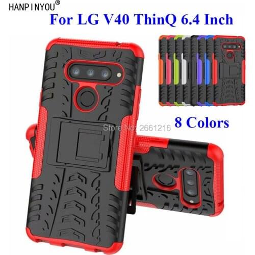 For LG V40 ThinQ V405QA V405UA V405TA 6.4" Dazzle Shockproof Soft Silicone & Hard Dual Armor Back Case Stand Holder Cover