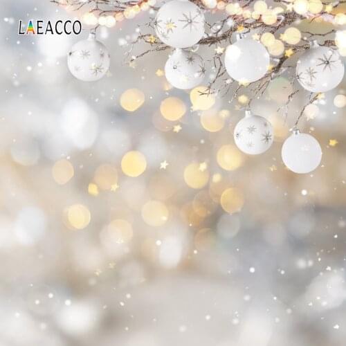 Laeacco Christmas Photography Backdrops Light Bokeh Winter Snow Backgrounds Baby Birthday Party Photophone For Photo Studio Prop