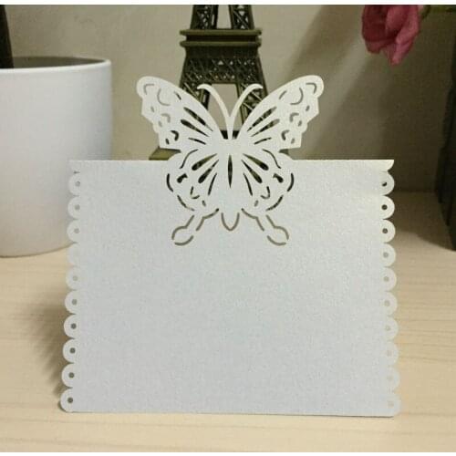 Hot sale white color butterfly table card laser cut seat card
