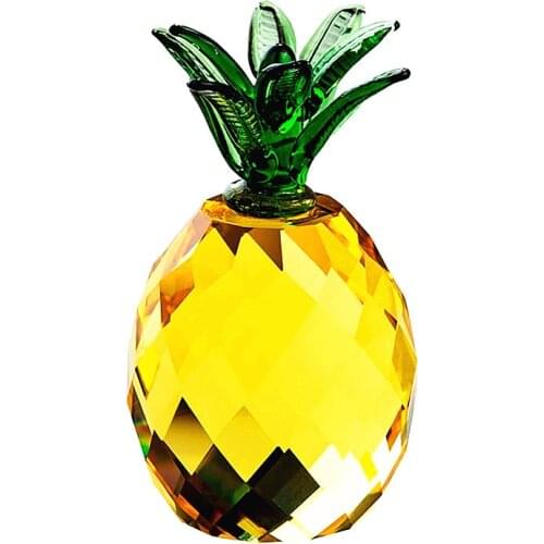 Crystal Crafts Yellow Pineapple Glass Paperweight Fengshui Figurine Quartz Ornaments Home Decoration Christmas Souvenir Gifts