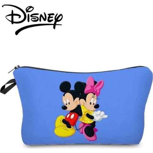 Disney Mickey Minnie Cosmetic Bags Mini Casual Women Makeup Bag Unique Blue Portable Storage Bag Cartoon Pencil Case Hot Sale