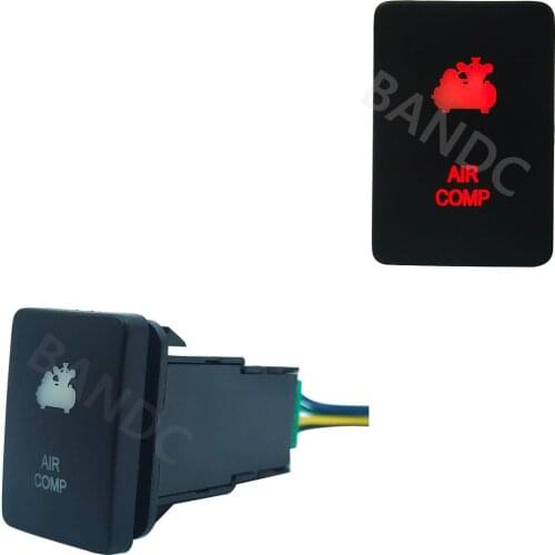 Red Led Car Switch AIR COMP On Off Square SPST Push Switch for Toyota Landcruiser 200 Series, with Jumper Wire
