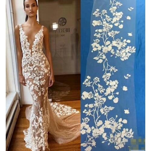 Embroidery Lace Wedding Dress Fabric Nigerian Textile African Trimming Lace 5Yards/ lot