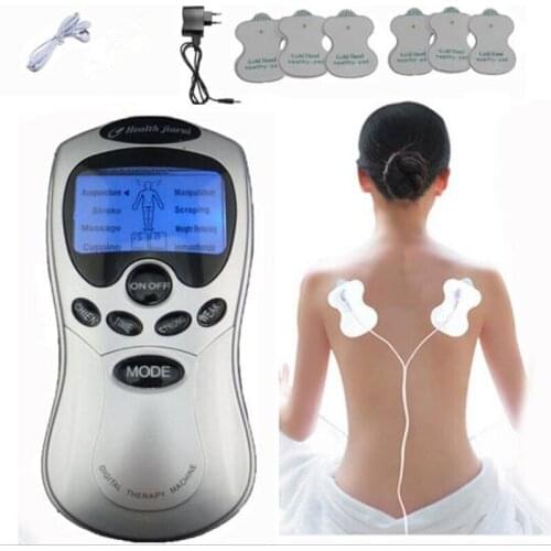 Tens Electric shock Therapy Machine Full Relax Muscle Body Massager Pain Relief Fitness with 6 Pads and US or EU Power Adapter