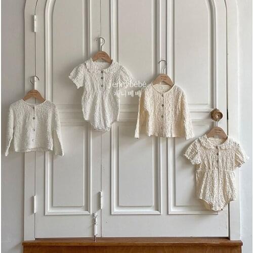 Adorable Baby Girls Romper Summer Short Petal Collar Jumpsuit for Toddler Girls Clothing Set Children Overalls Kids Pajamas Coat