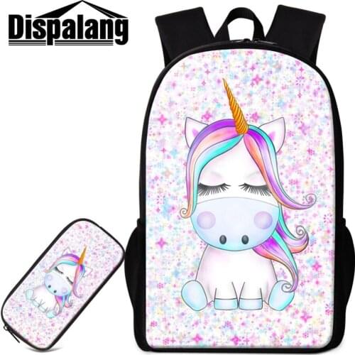 Dispalang Cute School Bag Unicorn Patterns Animal Backpack for Teen Girls Personalized Bagpack Children Satchel Printed Book Bag