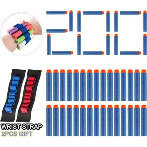 7.2cm Soft Hollow Hole Head Darts For Nerf 200PCS Refill Blasters Ammo Toy Gun Foam Bullets For Nerf Accessory Wrist Strap