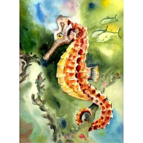 JMINE Div 5D seahorse fish underwater Full Diamond Painting cross stitch kits art High Quality Animal 3D paint by diamonds