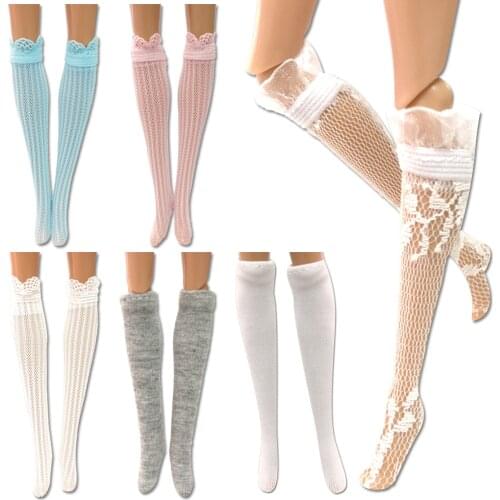 NK 6 Pair Mixed Style Doll Colourful Lace Stocking Handmade Fashion Doll Accessories For Barbie Doll Dress Baby Girl Gift 6X