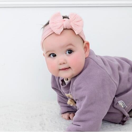 2021 New Wide Cotton Newborn Bowknot Headband Pure Color Elastic Hairband for Baby Girls Hair accessories резинки для волос