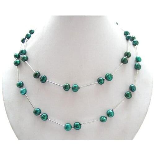 New Arrival Favorite Pearl Fine Jewelry Amazing 9mm Green Natural Freshwater Pearls Tible Silver Necklace Charming Lady Gift