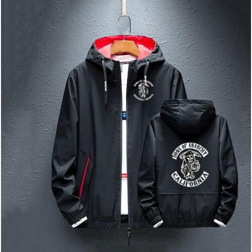 Sons Of Anarchy Print Coats Spring Summer SOA Jackets Zipper Thin SAMCRO Hoodies Mens Casual Male Street Windbreaker Tops