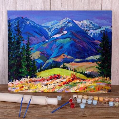 Landscape Dzembronya Village Coloring By Numbers Painting Package Acrylic Paints 40*50 Picture By Numbers Photo Wholesale