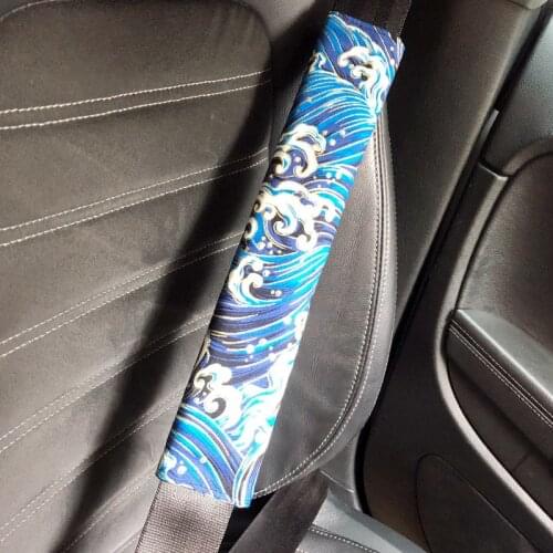 Car Seatbelt Shoulder Pad Comfortable Driving Seat Belt Vehicle Shoulder Pad Cover Cushion Harness Pad Ukiyo-e Short plush Seat