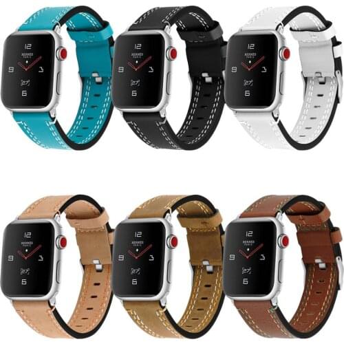6 Color Leather Watchband for Apple Watch Series 5/4/3/2/1 Sport Genuine Leather Bracelet 42/44mm 38/40mm Strap For iWatch Band