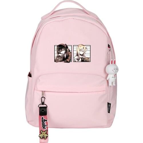 Cartoon Angels of Death Cute Bookbag Kawaii Women Backpack Pink School Bags Girls Small Travel Bagpack Anime Zack Rugzak