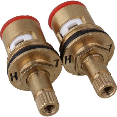 46 x 22mm Brass Female Thread Faucet Ceramic Disc Cartridge Valve Core 8.2mm Clockwise Hot Cold Water Replacement Pack of 2