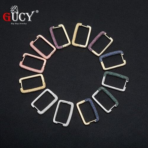 GUCY AAA Zircon Hip Hop Square Earrings Iced Out Cubic Zirconia Earrings Hip Hop Punk Fashion Delicate Jewelry Gift Men Women