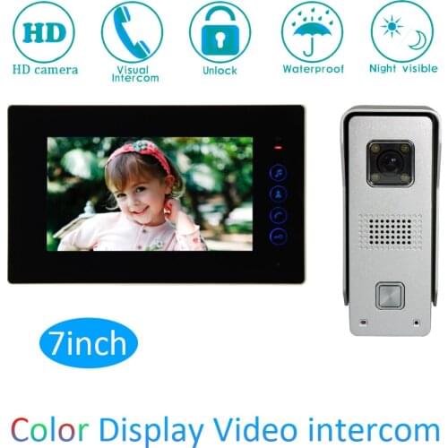 Color Screen Intelligent 1 to 1 Intercom Kit 7 inch LCD Monitor Wire Video Door Phone Doorbell System Security Camera For vistor