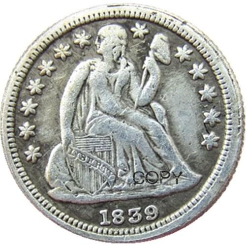 US Liberty Seated Dime 1839 P/S Silver Plated Copy Coins
