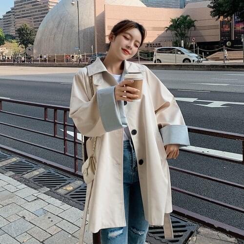 Korean Trench Coat Woman Spring Autumn Casual Windbreakers Womens Simple Overcoat Female New Style Wild Trench Coats Women Coats