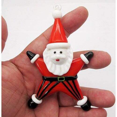 Handmade Murano Glass Santa Claus, Snowman Figurine Ornament Christmas Tree Decor Cute Pendant Accessories Holiday Gift For kids