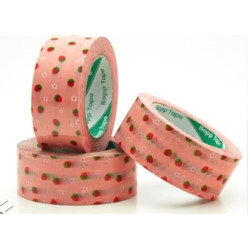 4.5cmx100M Packing Tape Pink Strawberry Sealing Tapes for Express Boxes Office Supplies Scrapbooking Decorative Tape Cute Tape