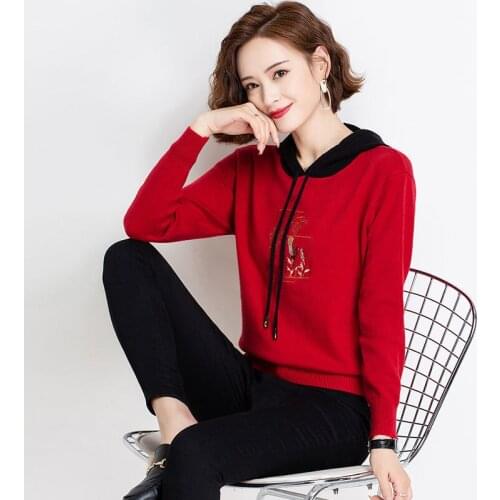 Ms Knitted spring hat Sweater Explosion 2021 Spring clothes The New Hooded Spring and Autumn Thin section Womens clothing B15