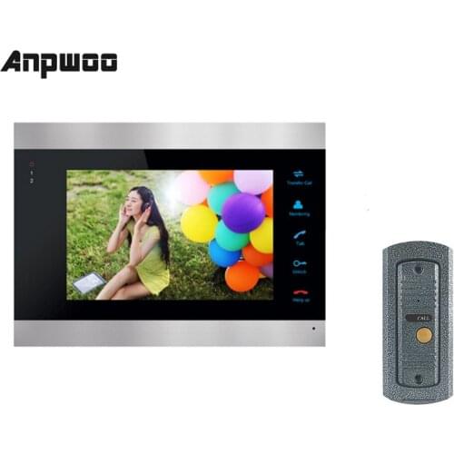 ANPWOO 7 Inch Color LCD Video Door Phone Intercom System Door Release Unlock Color Doorbell Camera 600TVL Night Vision