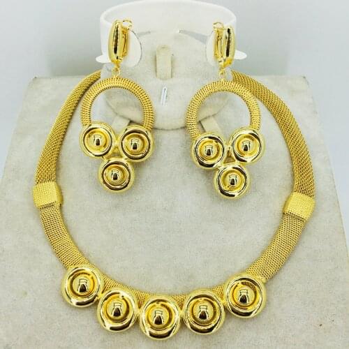 High quality Italian gold colored jewelry for womens African bead jewelry jewelry fashion necklace earrings bracelet jewelry