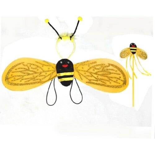 Christmas Child Girl Yellow Bee Red Ladybug Wing Antennae Headband Wand Sticks Cosplay halloween costume for kids Birthday Gift