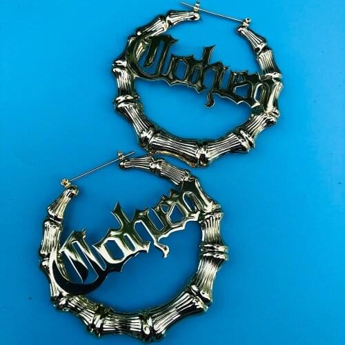 Custom Bamboo Earrings 30-100mm Bamboo Custom Name Earrings Orecchini Stainless Steel Earrings for Women Gifts Pendientes De Aro