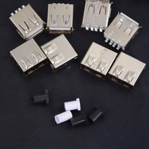 5X Type A Plug 4 pin Male Adapter USB 2.0 Solder Connector Black Cover Square Micro USB Cable Connector For Computer