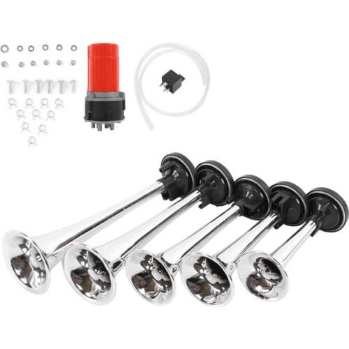 5PCS Car Air Horn with Air Compressor Jazz 5-Tube Music 130dB 12V for Trucks Bus Boats Car Music Horn New Arrivals
