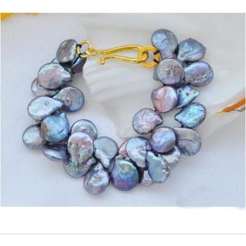 New Fashion Luck Pearl Jewelry Unique Black Color Baroque Freshwater Cultured Pearl Bracelet Fine Jewelry Charming Women Gift