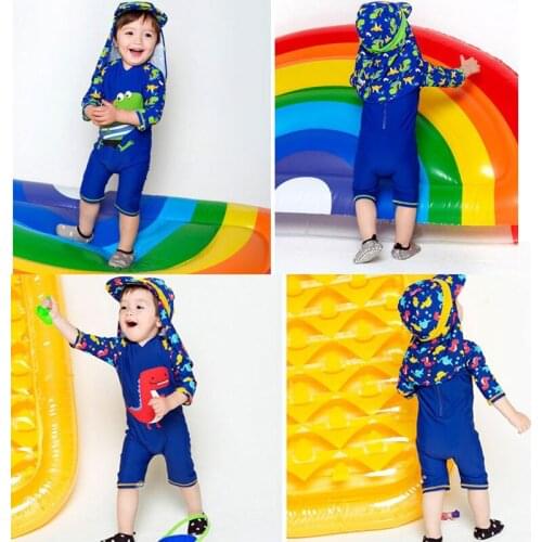 Childrens One-Piece Swimsuit Boys' swimsuit sunscreen long sleeve childrens warm spring swimsuit for children aged 1-3