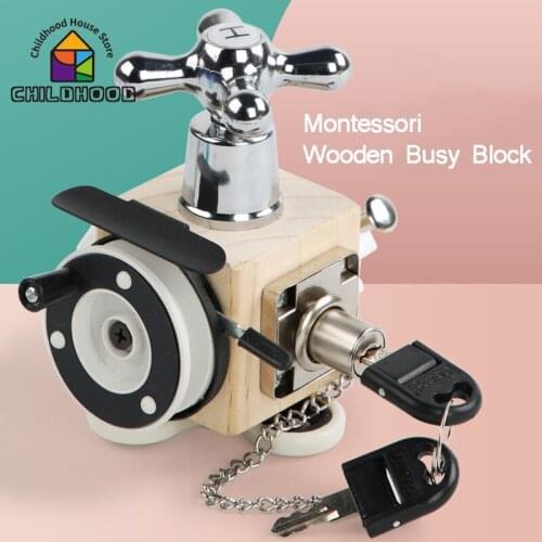 Montessori Wooden Busy Board Block Six In One Building Board Early Education Toys Baby Kindergarten Preschool Teaching Aids