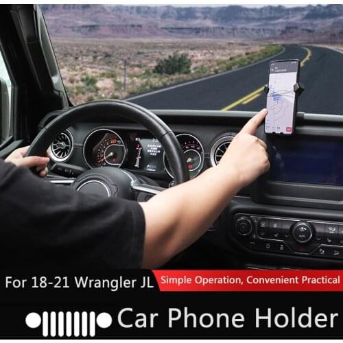 QHCP Phone Holder Dashboard Mount Phone Holder Car Stand Bracket Support Smart Telephone Clip GPS For Jeep Wrangler JL 2018-2021