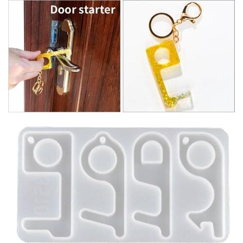 DIY Keychain Epoxy Resin Silicone Mold for Making Touchless Door Opener Keys 8.3x14.8x0.8cm