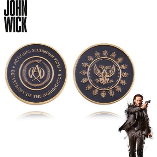 Movie John Wick High Table Referee Collection Coin Keychain Black Metal Replica Coins Cosplay Props Accessories