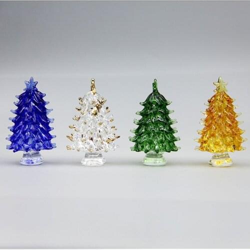 4pcs Crystal Christmas Tree Figurines Paperweight Glass Crafts Art&Collection Car Ornaments Souvenir Home Decor Wedding Gifts