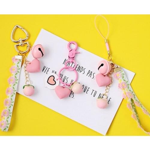Korean Smart phone Strap Lanyards for iPhone Samsung Cute Pink Girl Flower Ball Decor Mobile Phone Wrist Strap Rope Phone Charm