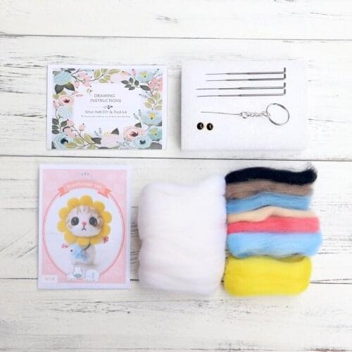 Doll With Rabbit Wool Felt Craft DIY Non Finished Poked Set Handcraft Kit For Needle Material Bag Pack